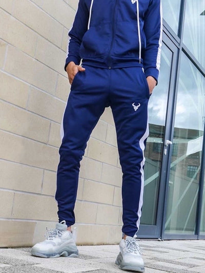 Cerus Navy Theo Jogging Bottoms with White Stripe-Cerus