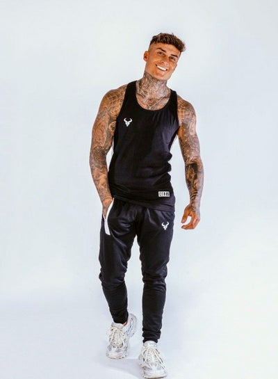 Cerus Nero Black Slim Fit Jogging Bottoms-Cerus