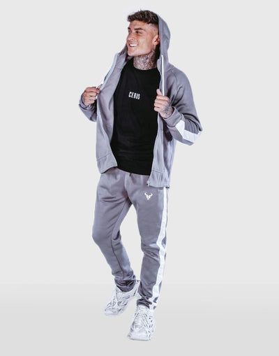 Cerus Mauve Grey & White Theo Full-Zip Hoodie-Cerus