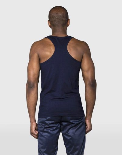 Cerus Navy Stringer Vest with White small print logo-Cerus