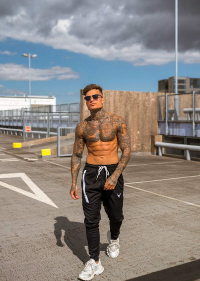 Cerus Nero Black Slim Fit Jogging Bottoms-Cerus