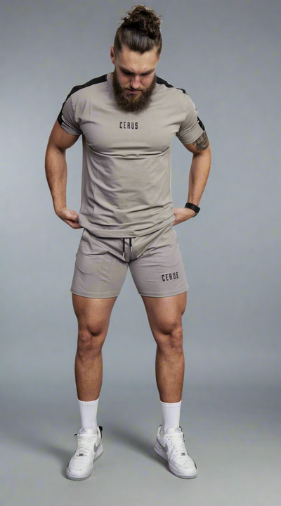 Front view of Cerus Biscuit Alexander Men's Workout Shorts