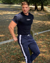 Cerus Navy Muscle Fit T-shirt with White small print logo-Cerus