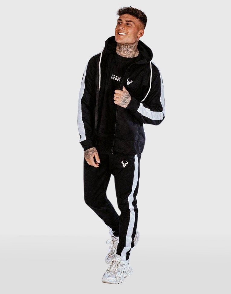 Cerus Black & White Theo Full-Zip Hoodie-Cerus