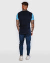 Cerus Navy Nero T-Shirt with Blue Sleeves-Cerus