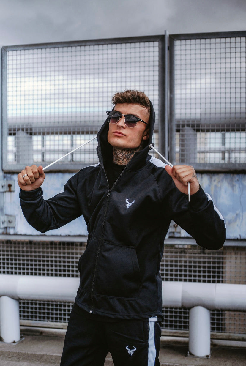 Cerus Black & White Theo Full-Zip Hoodie-Cerus