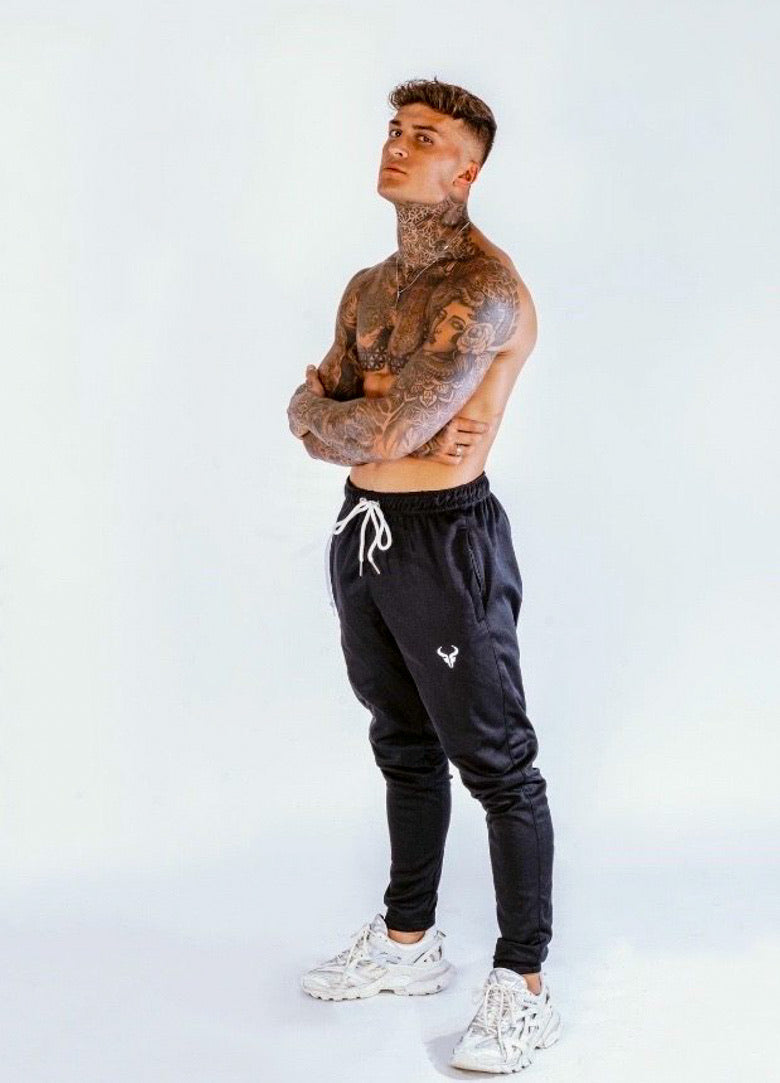 Cerus Nero Black Slim Fit Jogging Bottoms-Cerus