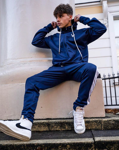 Cerus Navy & White Theo Full-Zip Hoodie
