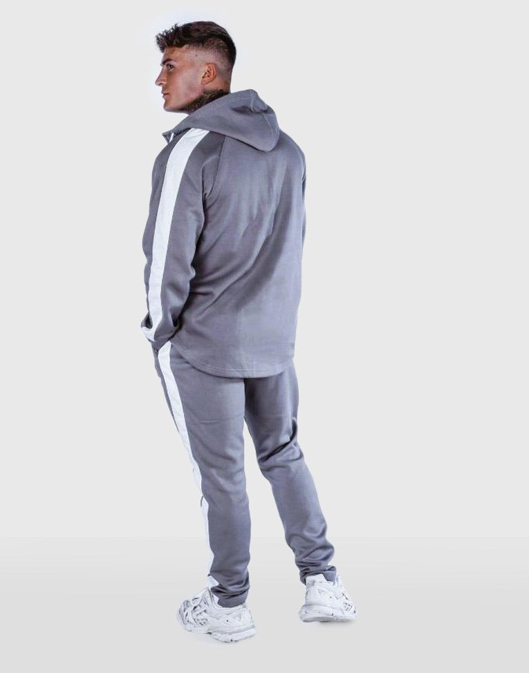 Cerus Mauve Grey & White Theo Full-Zip Hoodie-Cerus